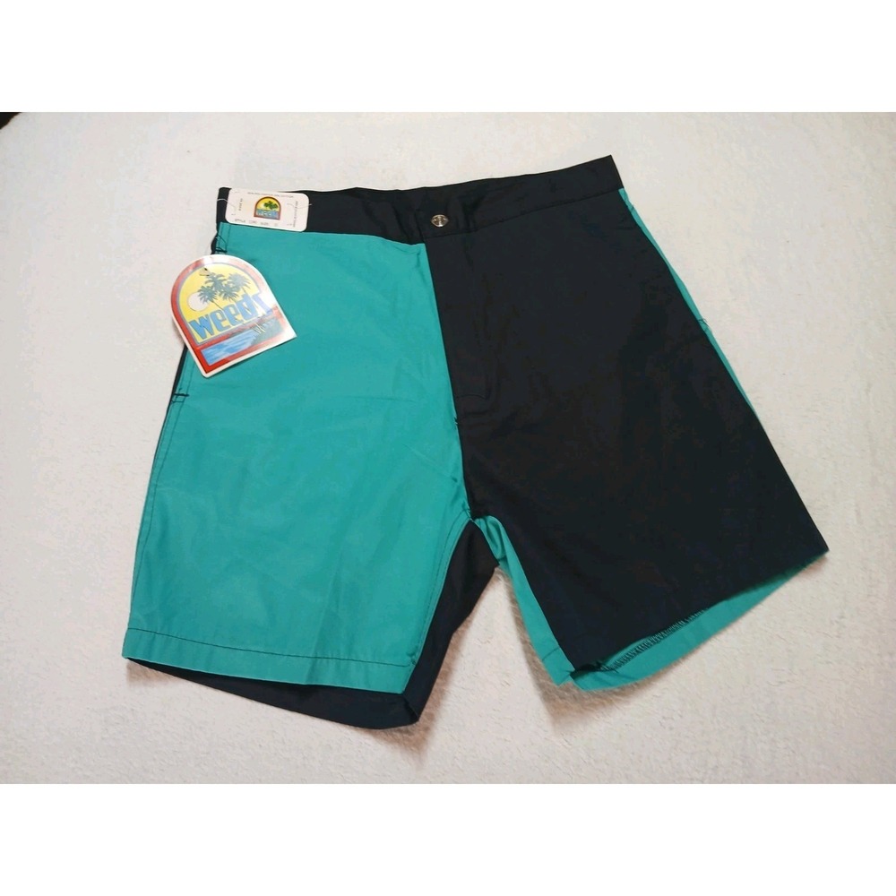 VTG Weeds Board Shorts Mens 31‎ Multicolor Black Turq Surfing Hong Kong 80s NWT